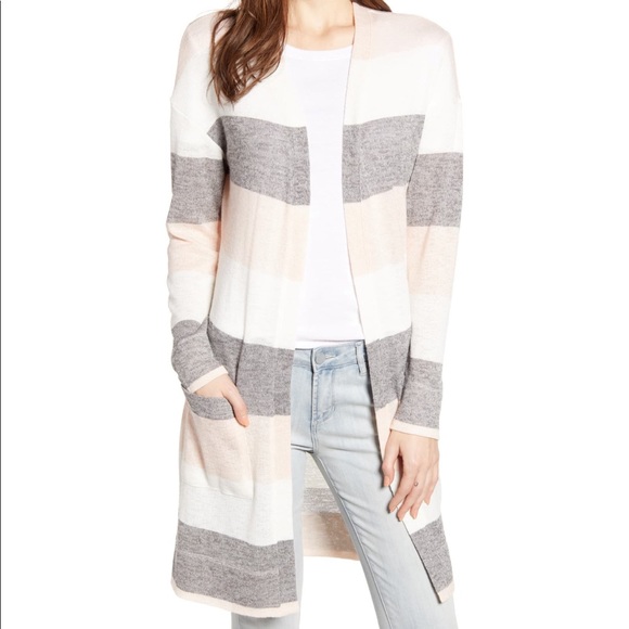 striped longline cardigan
